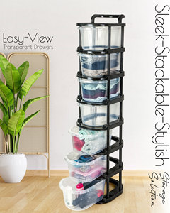 Organizador de Cajones Transparente Rectangular Apilable y Plegable de 7 Niveles de PP para Cocina, Sala de Estar y Oficina - Product Image 5