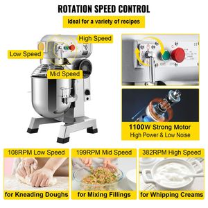 Impastatrice Commerciale in Acciaio Inox da 1100W 30Qt con 3 Velocità e Funzione Timer per Uso in Panetteria - Product Image 4