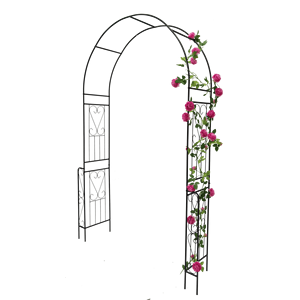 Arco da Giardino in Metallo Nero W55 X H94.5, Pergola per Piante Rampicanti e Recinzione per Rose - Product Image 2