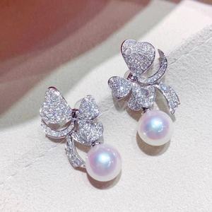Boucles d'oreilles en argent pur exquis avec perles naturelles de 11-12 mm, nouveaux styles polyvalents pour le quotidien et les trajets, défauts subtils, designs classiques et élégants - Product Image 1