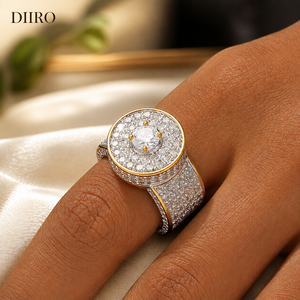 925 Sterling Silver Statement Moissanite <b>Ring</b> Round Brilliant Diamond <b>Iced</b> Out Engagement Men's Wedding Plated Gold <b>Ring</b> - Product Image 2