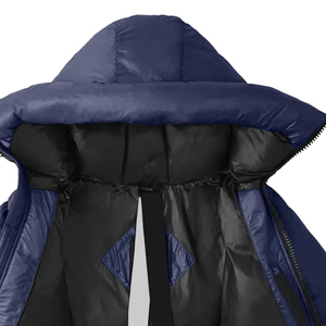 Veste matelassée à capuche bleu marine pour homme, épaisse, rembourrée de duvet, coupe-vent, fermeture éclair, vêtement d'extérieur décontracté pour l'hiver, coupe régulière - Product Image 5