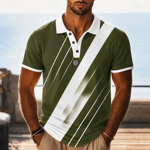 Chemise décontractée pour homme, rouge, blanc et bleu, respirante, séchage rapide, pour le printemps, l'été, le quotidien, le streetwear, les occasions décontractées élégantes - Product Image 2