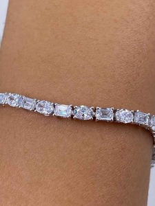Mixed Cut Moissanite Tennis <b>Bracelet</b> 925 Sterling Silver Rhodium Plated Iced Out Diamond Look Unisex Wedding & Party Jewelry - Product Image 2