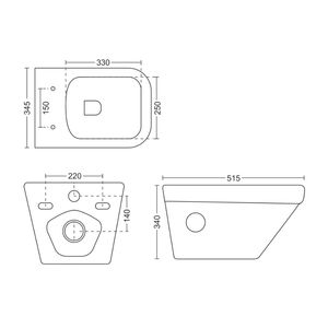 Inodoro suspendido de pared, moderno y duradero, con forma Kelsy, 515x345x340mm, cerámica sanitaria, para uso comercial en baños. - Product Image 6