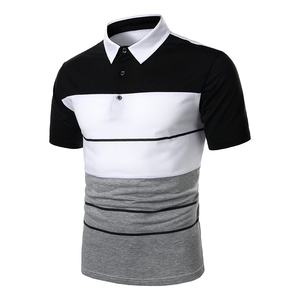 Chemises de golf pour hommes, manches courtes, tricotées, respirantes, style décontracté, noir, blanc, gris - Product Image 1
