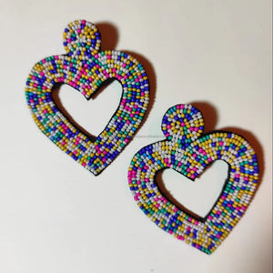 Boucles d'oreilles brodées Bijoux perlés Boucles d'oreilles faites à la main Boucles d'oreilles Boho - Product Image 1