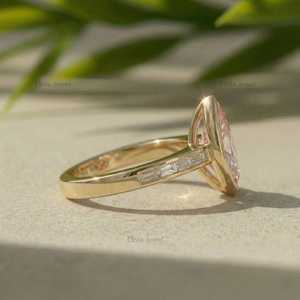 Anillo de compromiso de oro macizo de 14 quilates con diamante rosa talla marquesa de 2.01 quilates cultivado en laboratorio y certificado por IGI para mujer, ideal para fiestas y ocasiones especiales. - Product Image 5