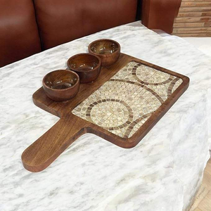 Bandeja de servir de madera de acacia y mango con juego de mini tazones personalizados para servir comida, postres y frutos secos de blossom cr - Product Image 6