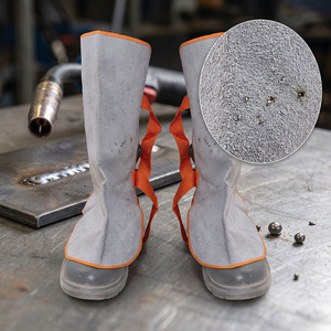 <b>Fire</b> Proof Heat Resistant Cowhide Split Leather Welding Gaiters Leg <b>Guard</b> Shoes Covers 500-1000C Protection Level D for Safety - Product Image 6