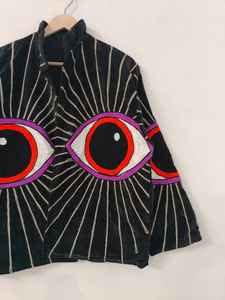 Evil Eye Suzani Embroidered Velvet Short Handmade <b>Vintage</b> Reversible Eco-Friendly Boho Hippie <b>Jacket</b> - Product Image 4