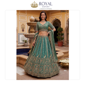 Colección de Ropa de Novia de Diseño Moderno y Calidad de Lujo, Lehenga Choli de Seda con Patrón de Pavo Real, Bordado y Adornos Zari - Product Image 2