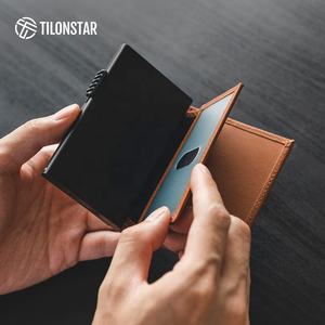 Tilonstar เคสอะลูมิเนียมแบบพกพาสำหรับผู้ชาย, TVC337P ใส่บัตรทำจากหนังแท้มีกระเป๋าแบบบาง - Product Image 4