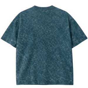 T-shirt en jersey pour homme à imprimé numérique, délavé à l'acide, motif grue, col rond, manches courtes, style décontracté vintage streetwear en coton pour l'été - Product Image 2