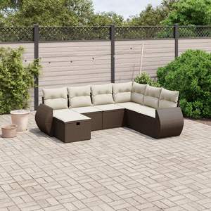 Grande Set di Divani Modulari da Giardino in Rattan PE Marrone con Struttura in Acciaio, Arredamento Moderno Modulare - Product Image 1