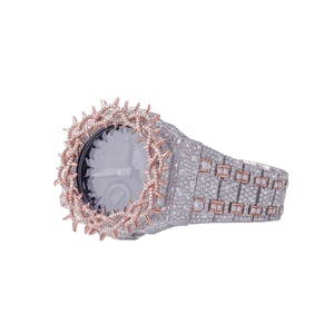 Superbe montre de luxe en acier inoxydable, style demi-trône, entièrement sertie de diamants, collection premium DOPE JEWELLS - Product Image 2