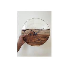 Reloj de pared redondo moderno de resina epoxi y madera para regalo, decoración del hogar, acabado brillante, reloj de lujo personalizado para restaurante y hotel - Product Image 2