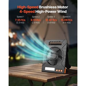 Ventilatore Solare Ricaricabile da 10000mAh con Lanterna LED, Pannello Solare Pieghevole Portatile da 7 Pollici 4W, 4 Velocità, Timer e Luce - Product Image 1
