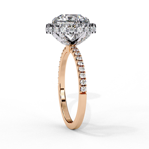 แหวนหมั้นเพชรทรงกลมแบบ Halo ประดับเพชร Pavé สำหรับเจ้าสาว - Product Image 2