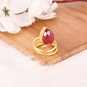 Red Hydro Gemstone <b>Ring</b> Handmade <b>Adjustable</b> Fashion <b>Ring</b> for Women - Product Image 3