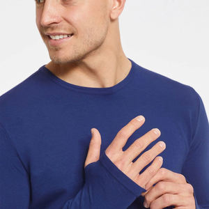 <b>Men's</b> Long Sleeve <b>Compression</b> <b>Shirt</b> 100% Cotton BJJ Top Eco-Friendly O-Neck Knitted Sports Baselayer Rash Guard - Product Image 4