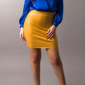 Jupe mi-longue en cuir froncée taille haute sexy pour femme, collection Printemps 2024 – Élégante, confortable et décontractée pour le bureau ou le streetwear estival - Product Image 1