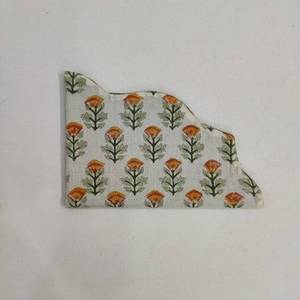 <b>Table</b> <b>Mat</b> Green and beige India Block Print Quilted Placemats Scallop Set of two housewarming gift Coffee <b>Table</b> Decorwave - Product Image 3