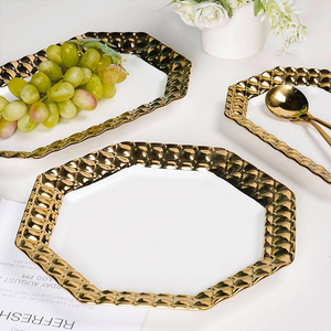 Luxury <b>White</b> And Gold Dinner <b>Set</b> With Premium Ceramic Material Elegant Serving <b>Plates</b> Decorative Soup Bowls - Product Image 2
