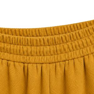 Pantalon de survêtement jaune moutarde à jambes larges pour femme, taille élastique, coupe ample, en molleton de coton, pantalon de détente oversize, streetwear décontracté - Product Image 5