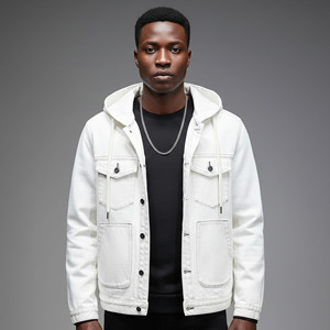 2026 New Arrived Blue denim <b>jacket</b> <b>Long</b> sleeve custom embroidered logo Streetwear Turn down Collar Fashionable <b>man</b> Denim <b>Jacket</b> - Product Image 4