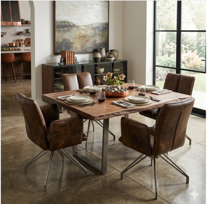 Brown Upholstered Swivel <b>Dining</b> <b>Chair</b> Leisure Armchair Metal Base Revolving Side <b>Chair</b> for Home Hotel - Product Image 6