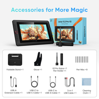 Tablette graphique XP-PEN Artist13.3 Pro V2 avec écran, stylet X3Pro, tablette graphique avec support, cadran rouge, 8 touches de raccourci