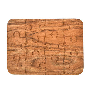 Rompecabezas-Tabla de servir de madera de acacia tallada, charcutería decorativa y plato de corte para queso, frutas, verduras, Platos y platos - Product Image 2
