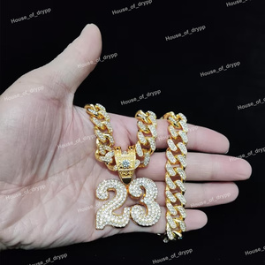 Colgante de Plata de Ley con Número 23 y Diamantes de Moissanita para Unisex, Joyería de Estilo Hip Hop - Product Image 3