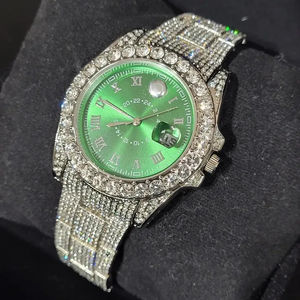 Montre de luxe personnalisée Hip Hop avec diamants Moissanite taille ronde en or blanc pour homme, cadran marron personnalisé - Product Image 3