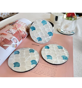 Sous-verres en nacre, style bohème, best-sellers, avec bordure noire, accessoires de table décoratifs - Product Image 4
