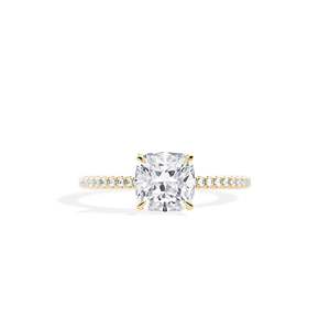 Round Cut Diamond Engagement Ring Women's 14k gold plated Prong Setting Pave Band Floral Style IGI Certified - Product Image 1