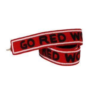 Go Red Wolves Cotton Beaded Sports Style Purse <b>Strap</b> Handcrafted <b>Bag</b> Accessory Perfect <b>for</b> Personalization - Product Image 1