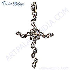 Colgante de Cruz chapado en oro nuevo con perla de acero inoxidable de Zirconia cúbica-Joyería elegante para regalos o fiestas - Product Image 1