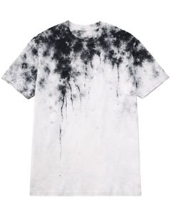 T-shirt Homme Tie-Dye Ombré Noir et Blanc 100% Coton Col Rond Manches Courtes Lavage Vintage Décontracté Streetwear OEM - Product Image 1