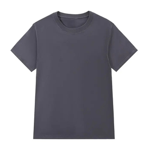เสื้อยืดคอกลมแขนสั้นสีเทาเข้มสำหรับผู้ชาย ทรงปกติ สีพื้น ผ้าถัก สวมใส่สบายๆ - Product Image 5
