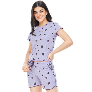 Conjunto de Dos Piezas para Mujer, Estampado Floral, Verano, Top de Manga Corta y Pantalones Cortos, Ropa de Dormir Transpirable - Product Image 4
