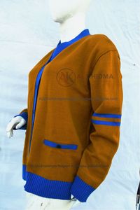<b>Mustard</b> School <b>Jumper</b> V Neck Cardigan Knitted Fabric Acrylic Wool Anti-Pill Custom Clothing Autumn Embroidery - Product Image 2