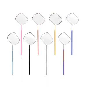 Miroir de maquillage rond rose en acier inoxydable avec long manche pour extension de cils - Product Image 4