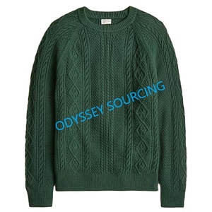 Pull pour homme en coton 100% uni, anti-boulochage, anti-froissement, logo frontal, tricot torsadé, col rond, manches longues, dernière mode - Product Image 3