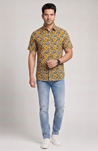 Chemise en coton imprimée à la main pour homme, légère, confortable, décontractée, textile indien, vente en gros - Product Image 5