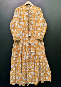 Robe midi décontractée d'été en coton pur à imprimé A-ligne pour femmes, élégante pour le travail et les événements de jour, provenant d'un fournisseur indien - Product Image 6