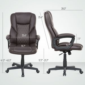 Sedia da Ufficio Direzionale Marrone Scuro Certificata BIFMA con Pelle PU, Altezza Regolabile e Ruote Girevoli - Product Image 3