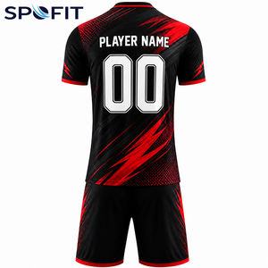 Ensemble de maillots de football personnalisés unisexes pour adultes, respirants, à manches courtes, de haute qualité, écologiques, anti-UV, séchage rapide, 100% coton - Product Image 3