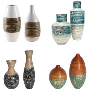 Jarrón de bambú vietnamita hecho a mano con incrustaciones de cáscara de huevo para organizar plantas y flores, ideal como centro de mesa. - Product Image 1
